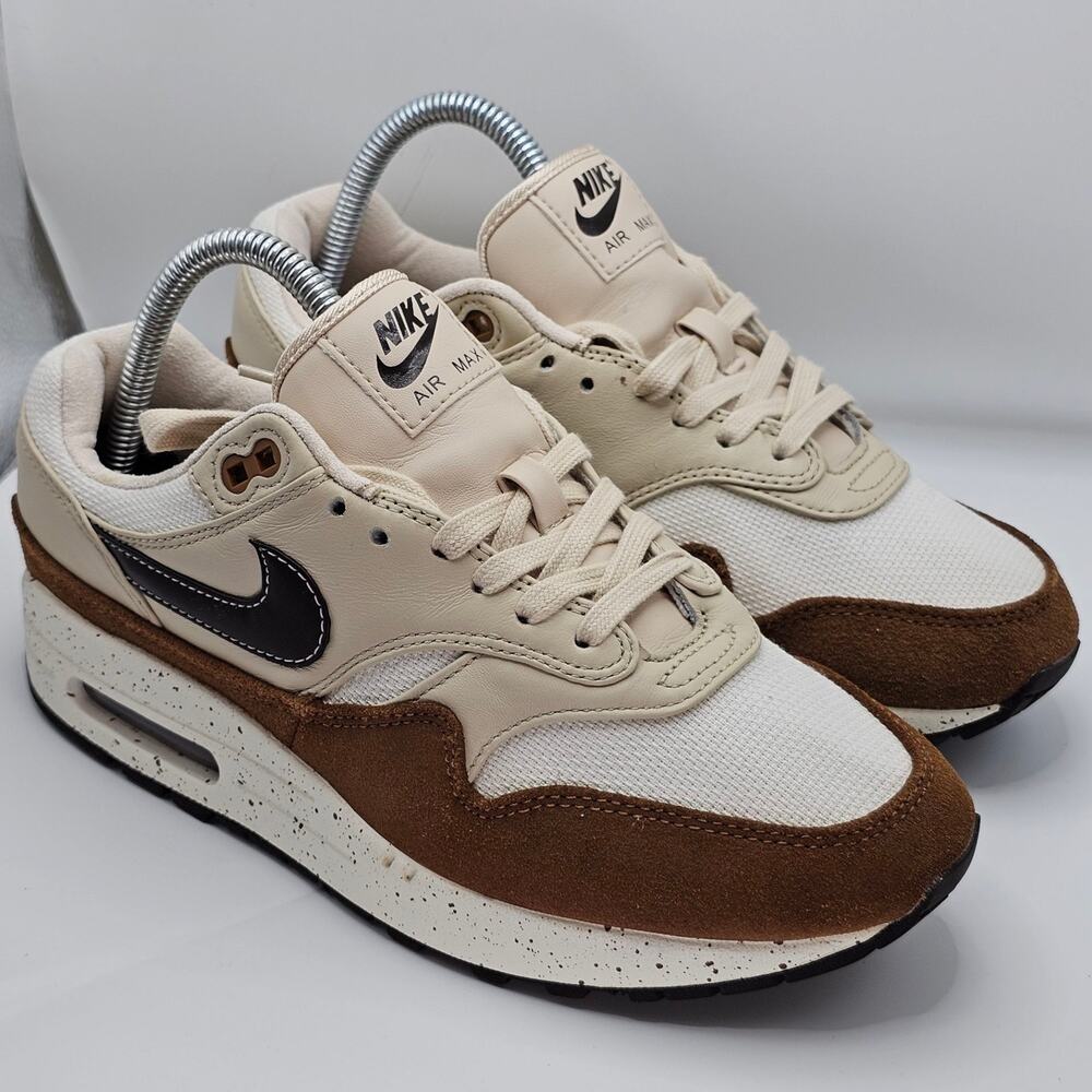 Nike Air Max 1 87 Velvet Brown Womens 8 UK 5.5 Running Shoes Sneakers Tan Cream